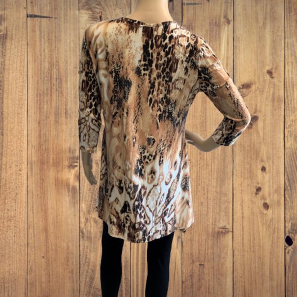 NWT! PATTI BROOKS DESIGNS BELLA SNAKESKIN PEEP SLEEVE TUNIC SMALL - Picture 2 of 8